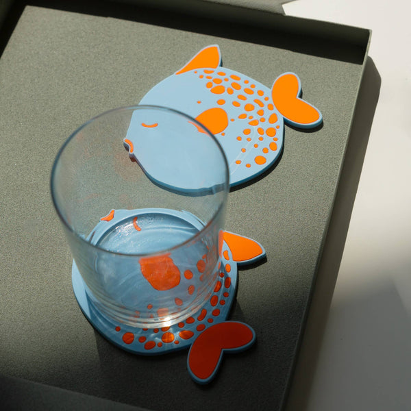 Lot de 4 Sous Verres Poissons Globe Helio Ferretti Vue 1