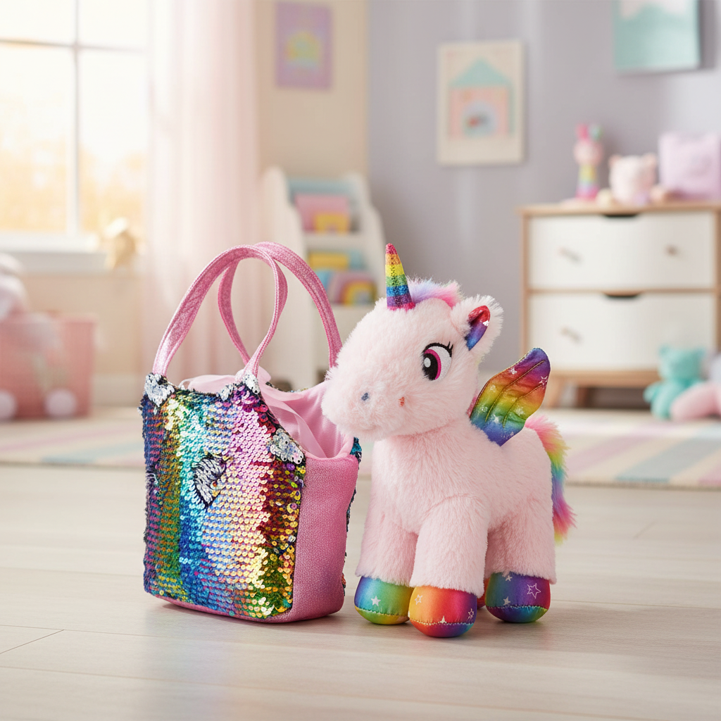 Peluche Licorne avec son Sac - produit Joy Toy