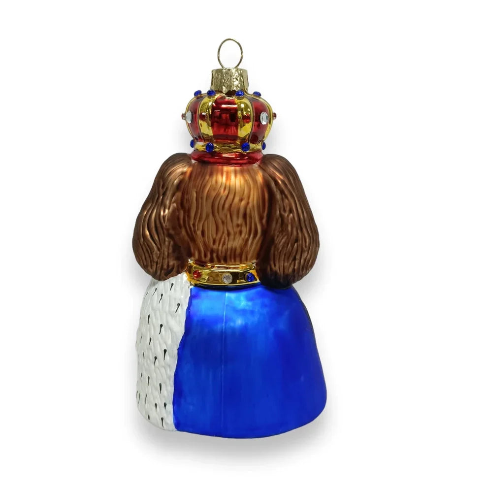 Boule de Noël Cavalier King Charles Blenheim « God Save the King »