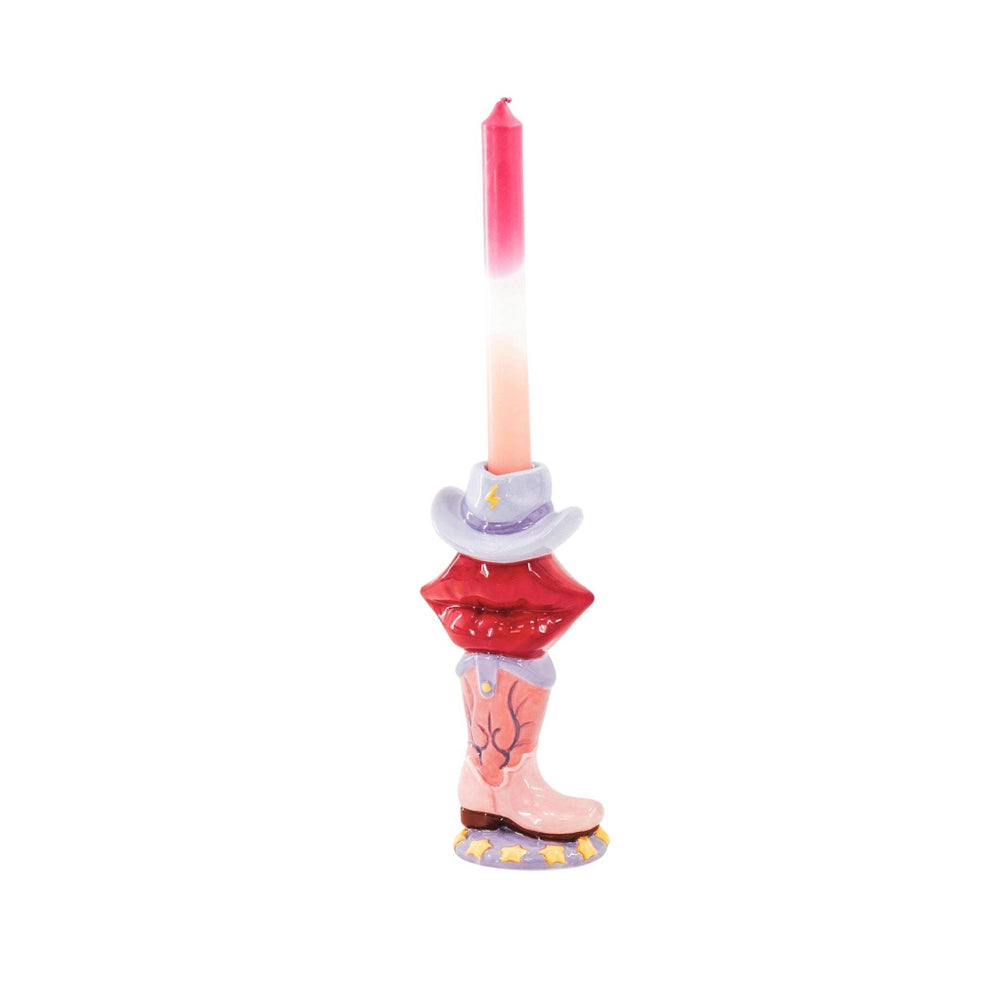 Candlestick - Boot / Lip / Hat - Pink / Red / Lilac - 10x8x20 cm