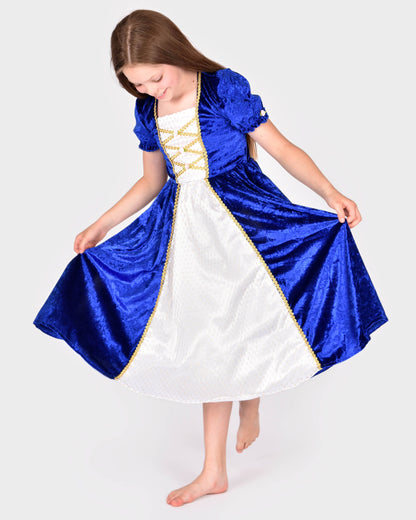 Robe de princesse bleue en velours 110-116 cl 4-6 ans