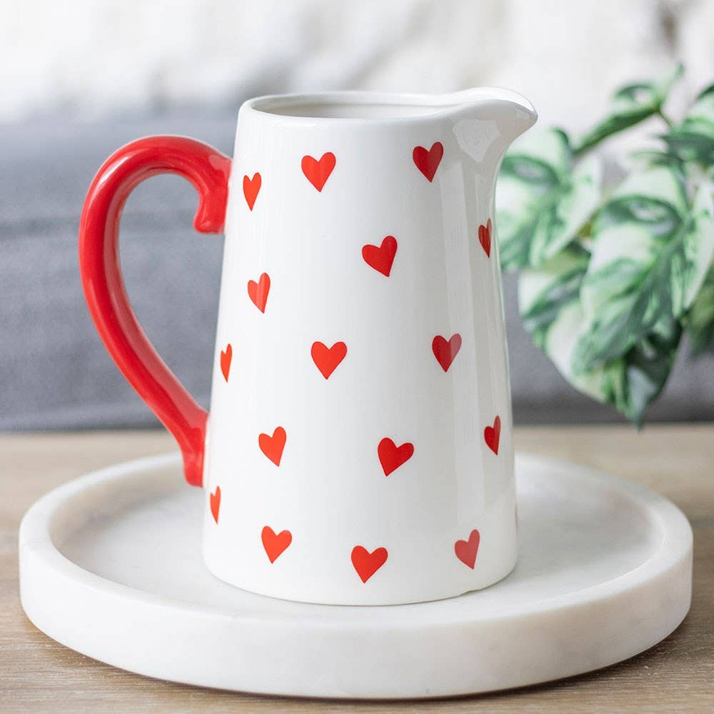 Ceramic Carafe with Heart Print