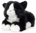 Peluche Chat Noir et Blanc Couché