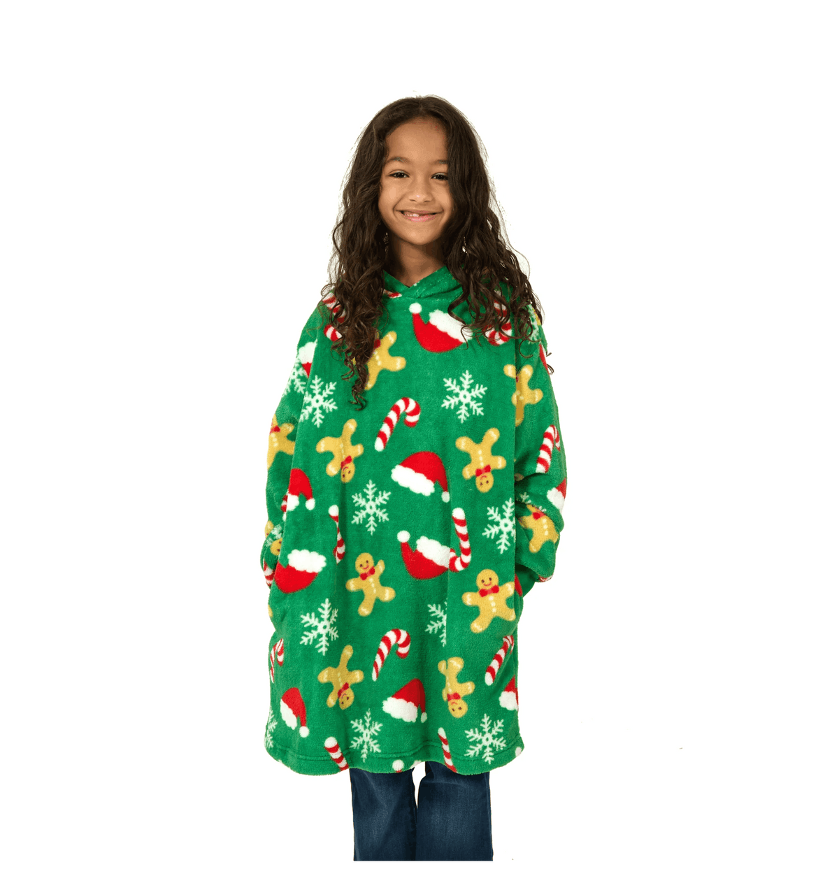 Snoodie polaire pain d’épices de Noël vert pour enfant