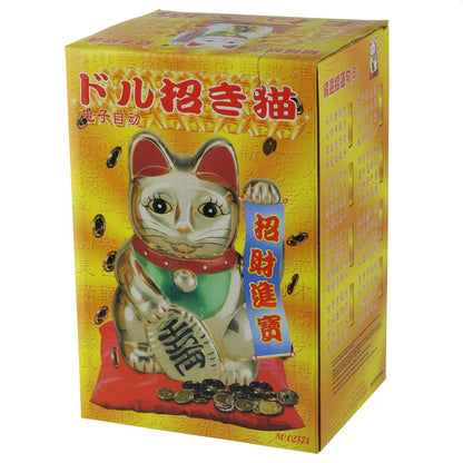 Maneki-neko gelukskat, golvende kat, 18 cm, wit