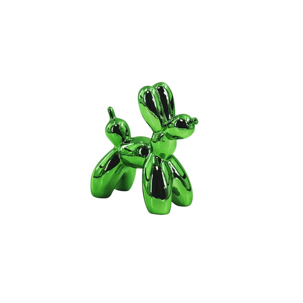 Decoratie - Ballonhondbeeldje - Keramiek - Metallic groen - 20x9x19 cm