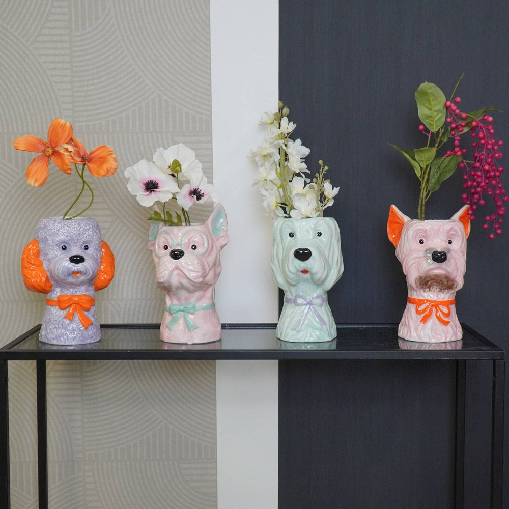 Vase - Vase à Fleurs Chien - Lilas/Orange - 15,5x12,5x21cm