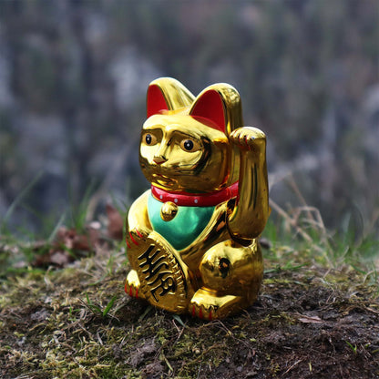 Golden solar lucky cat 10.5 cm