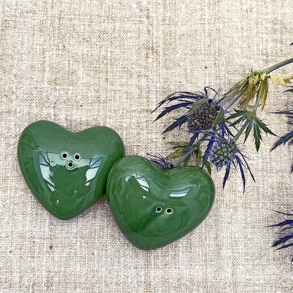 Salière et poivrière Cœur vert