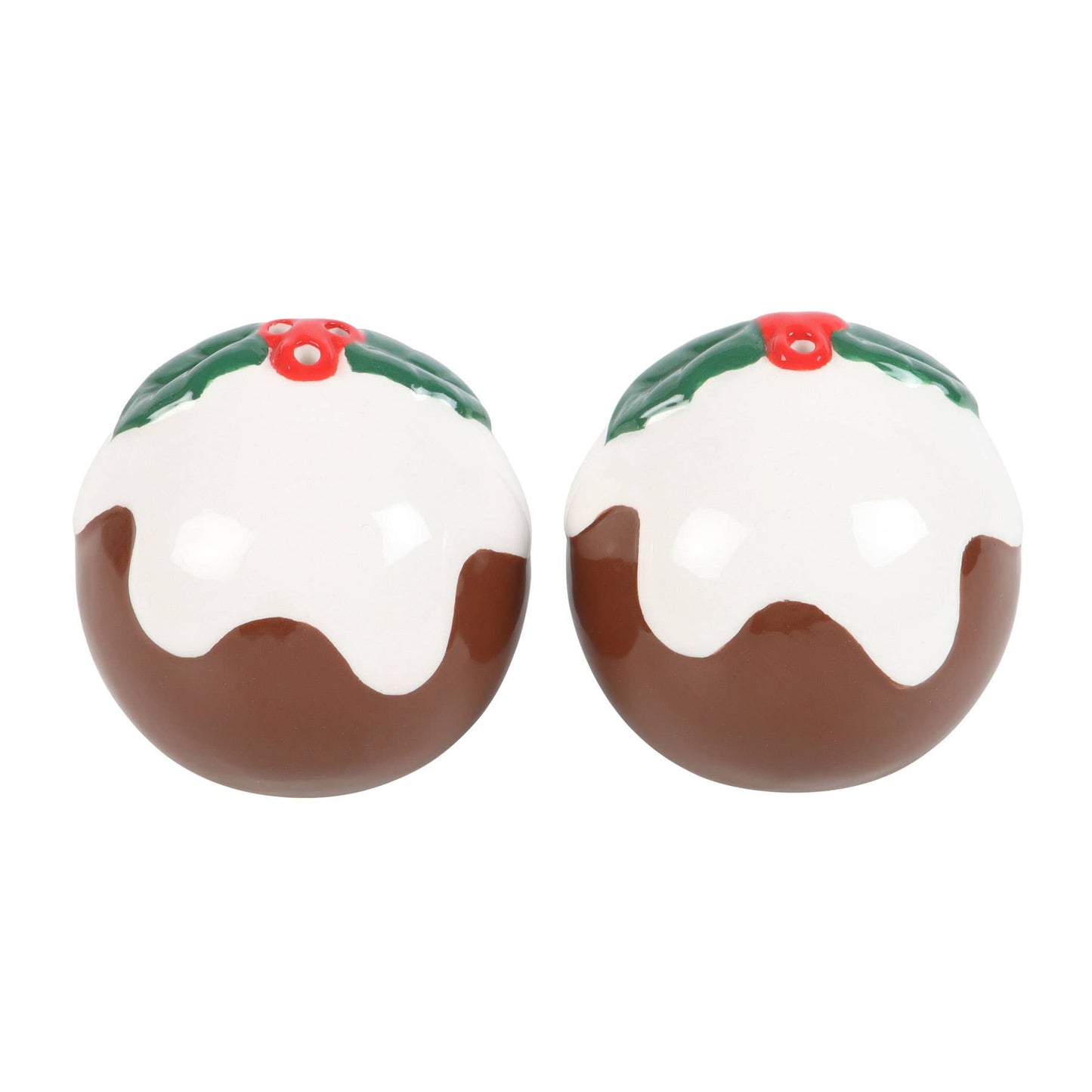 Salt and pepper shakers for Christmas pudding
