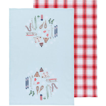 Set of 2 Alpine Adventure printed tea towels