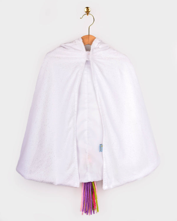 Cape licorne blanche arc-en-ciel 3-8 ans (taille 98-128)
