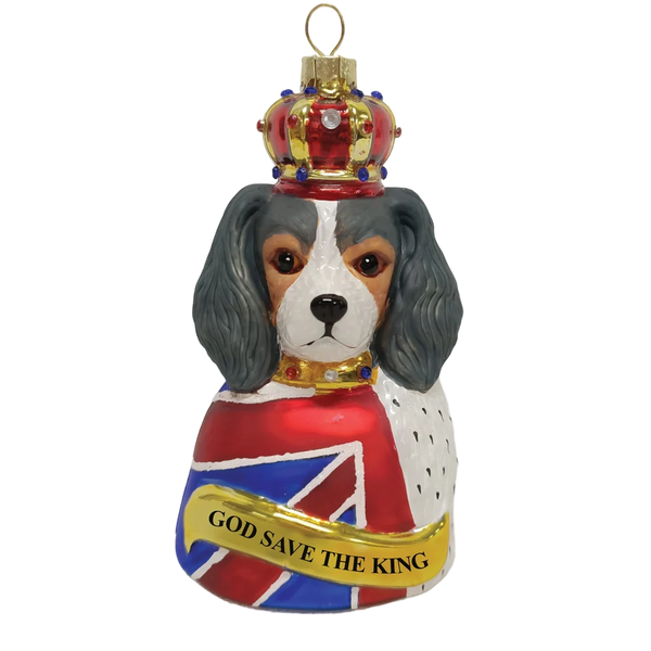 Boule de Noël Cavalier King Charles « God Save the King »