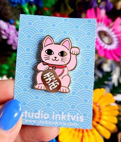 Pink Lucky Cat Pin