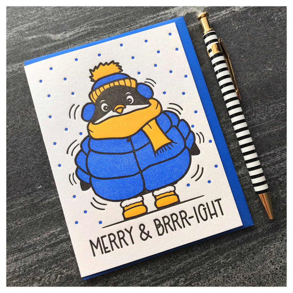 Penguin Greeting Card "Merry & Brrright"