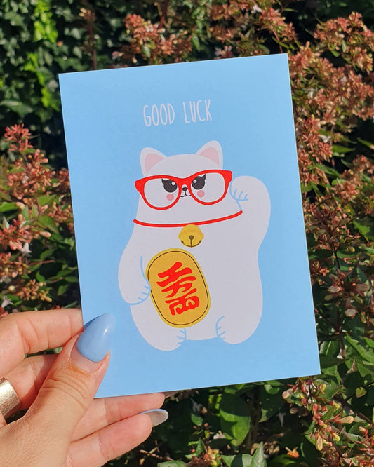 Lucky Cat Postcard "Good Luck"