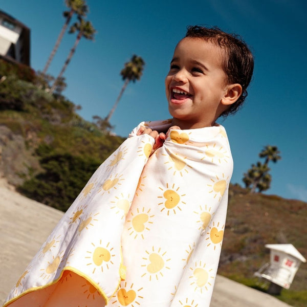 Beach Towel Microfiber - Yellow - Flower Market - 135 x 65 cm