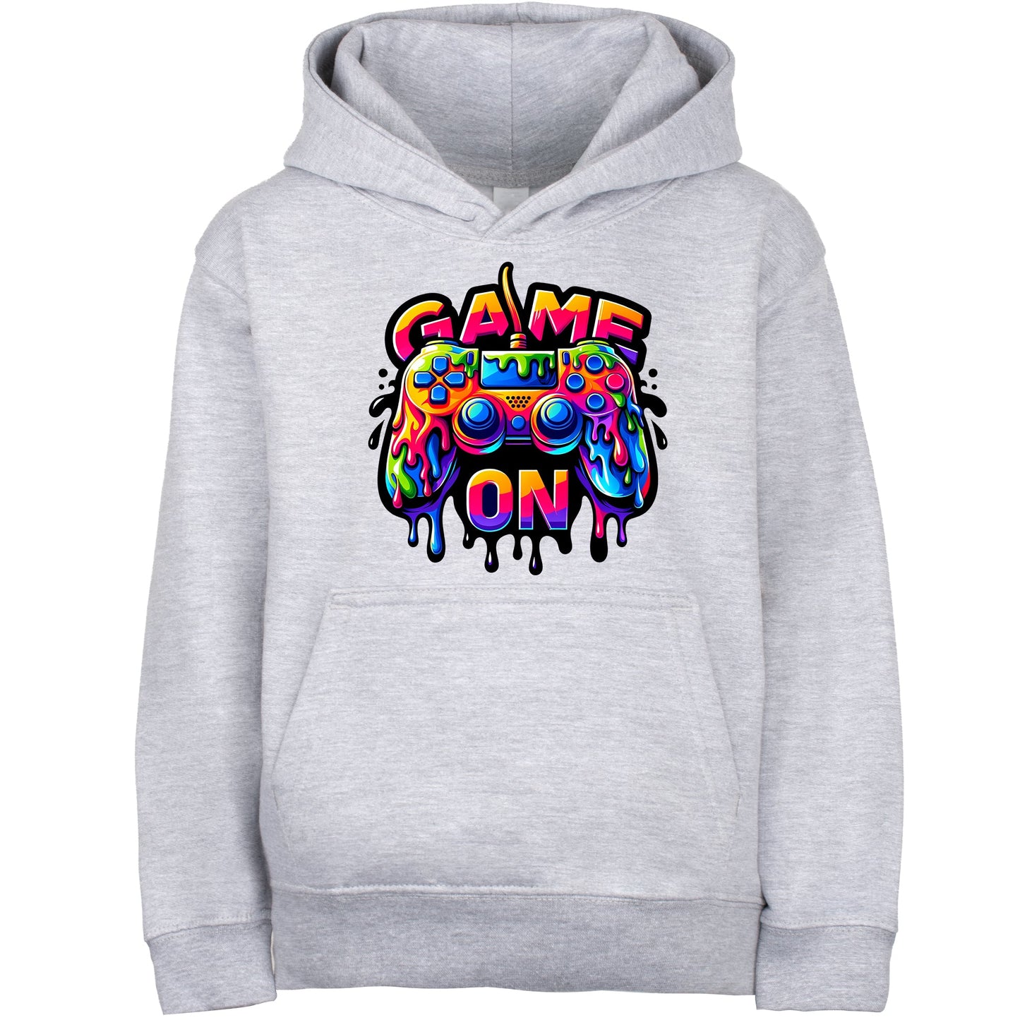 Fringoo gamer Sweat à capuche gris garçon Cotton Rich Soft Hooded Sweatshirt- Game on gris