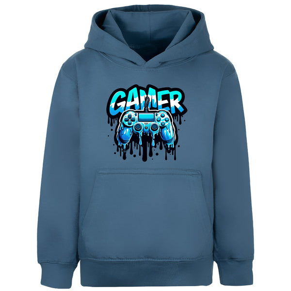 Sweat à capuche gaming – Fringoo gaming for Boys Cotton Rich Soft Hooded – Dripping gaming bleu