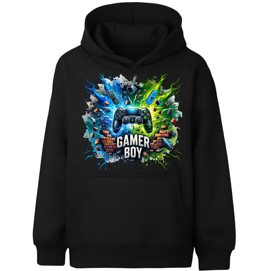 Fringoo gamer Sweat à capuche garçon Cotton Rich Soft Hooded Sweatshirt- gamer garçon Thunder noir