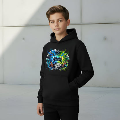 Fringoo gamer Sweat à capuche garçon Cotton Rich Soft Hooded Sweatshirt- gamer garçon Thunder noir