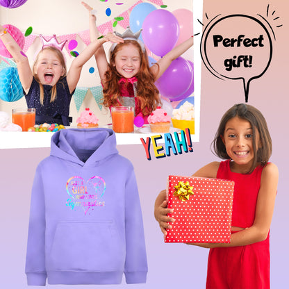 Fringoo Gymnastic Sweat à capuche for enfant Cotton Rich Soft Hooded Sweatshirt- Love Gymnastic violet