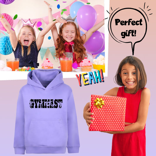 Fringoo Gymnastic Sweat à capuche for enfant Cotton Rich Soft Hooded Sweatshirt- Gymnast violet