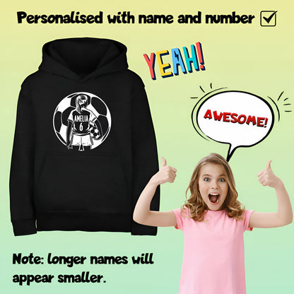 Fringoo football Sweat à capuche noir fille Cotton Rich Soft Hooded Sweatshirt- football Ball fille noir