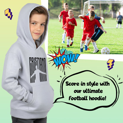Fringoo gamer Sweat à capuche gris garçon Cotton Rich Soft Hooded Sweatshirt- Cristiano gris