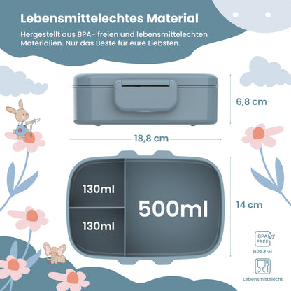 Brotdose Kinder mit Fächern, leicht & auslaufsicher - blau
