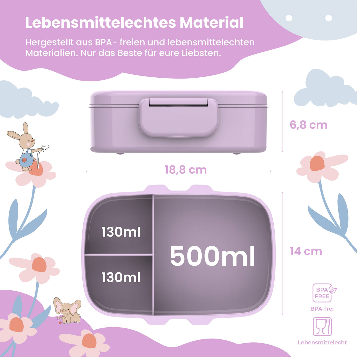 Brotdose Kinder Fächern, leicht & auslaufsicher - Hund Katze