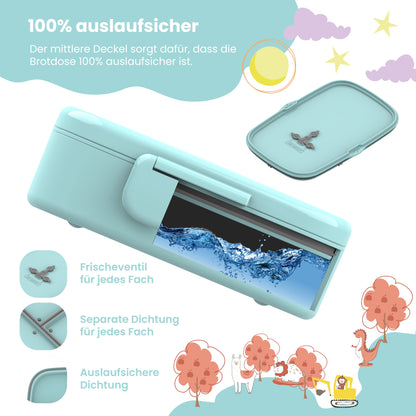 Brotdose Kinder Fächern, leicht & auslaufsicher- Schildkröte
