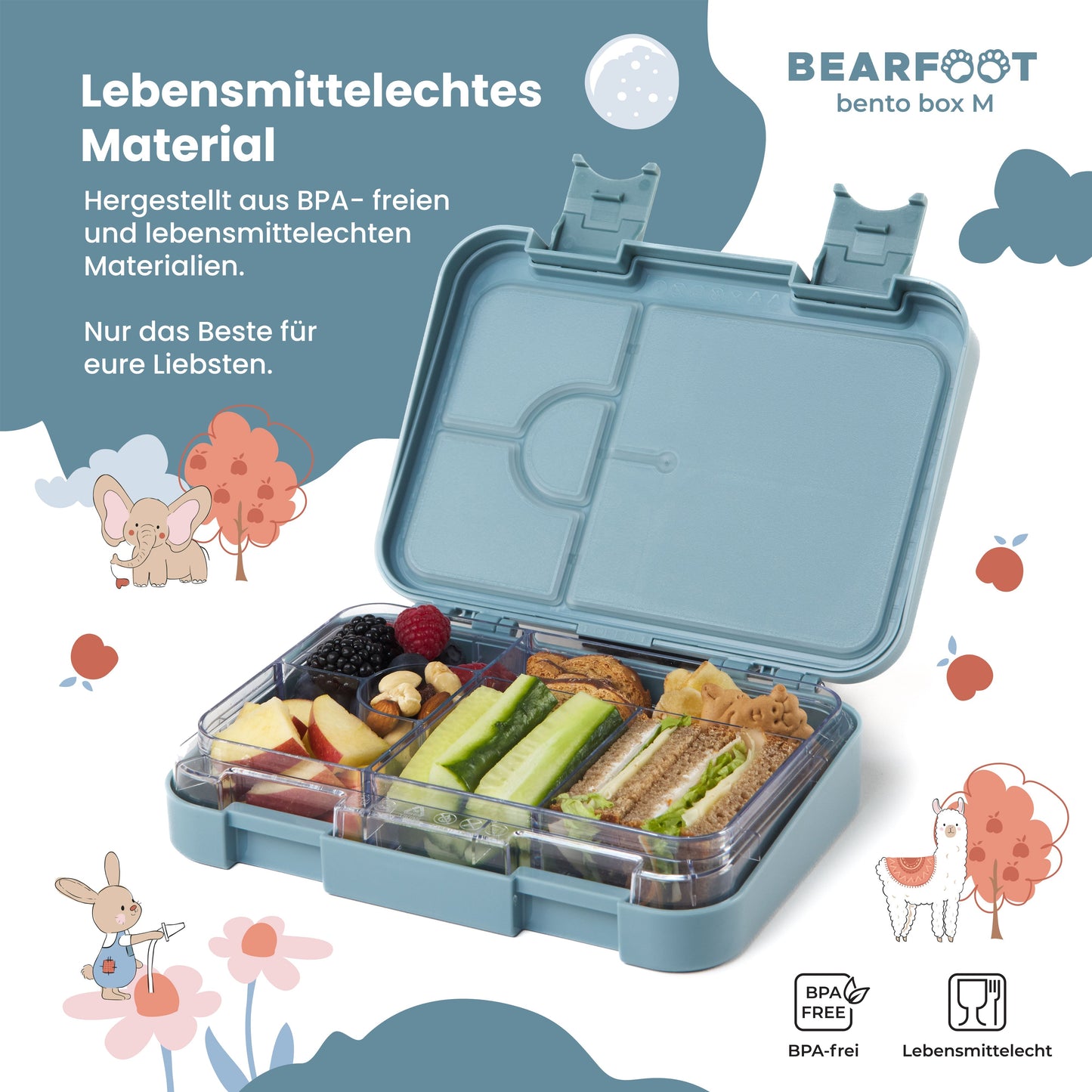 Brotdose Kinder mit Fächern, Lunchbox, Bento box - Feuerwehr