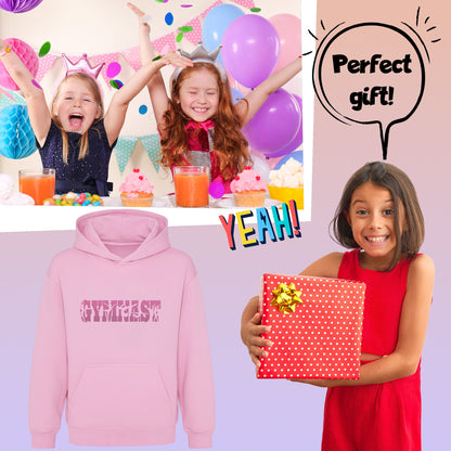 Fringoo Gymnastic Sweat à capuche for enfant Cotton Rich Soft Hooded Sweatshirt- Gymnast rose
