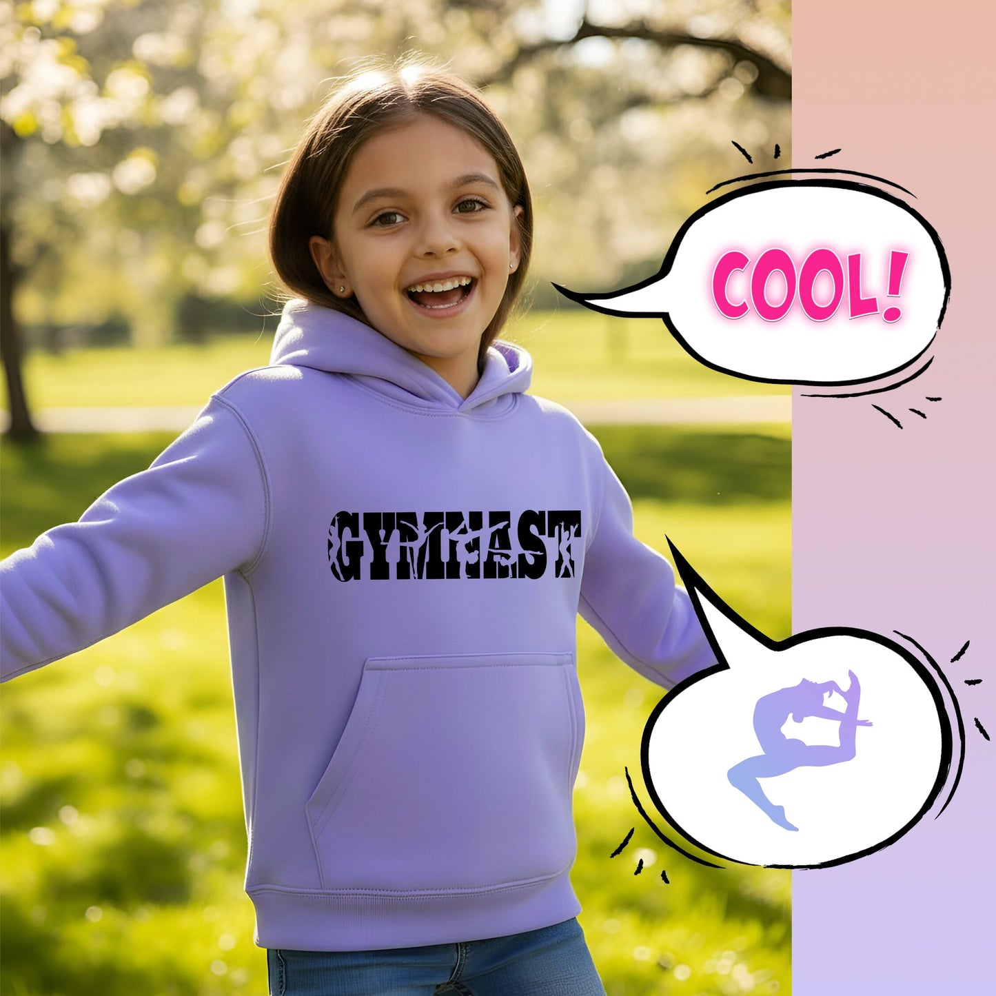 Fringoo Gymnastic Sweat à capuche for enfant Cotton Rich Soft Hooded Sweatshirt- Gymnast violet