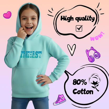 Fringoo Gymnastic Hoodie for Kids Cotton Rich Soft Hooded Sweatshirt - Gymnast Turquoise