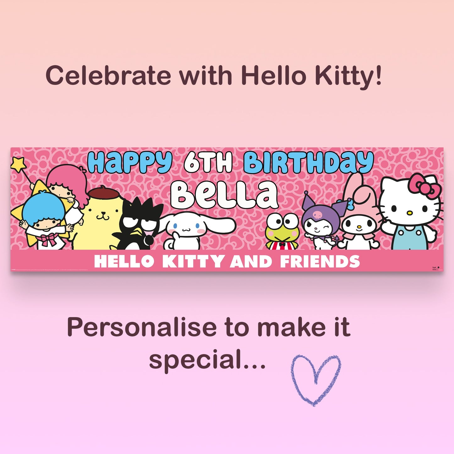 Hello Kitty Personalized Birthday Banner