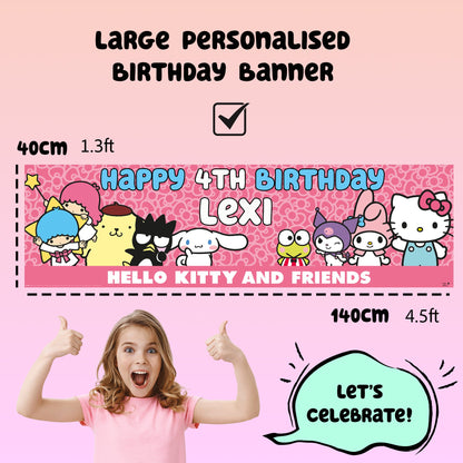 Hello Kitty Personalized Birthday Banner