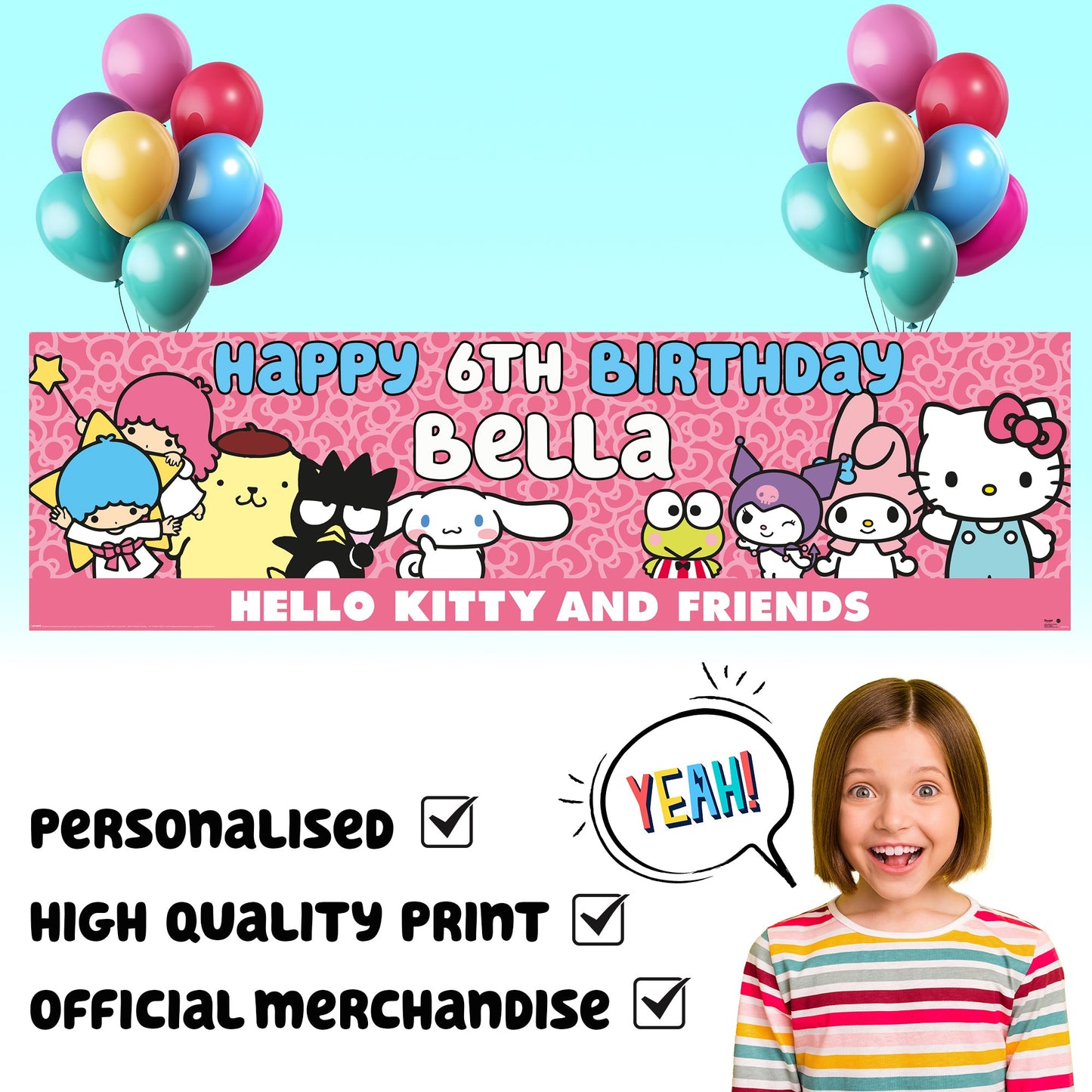 Hello Kitty Personalized Birthday Banner