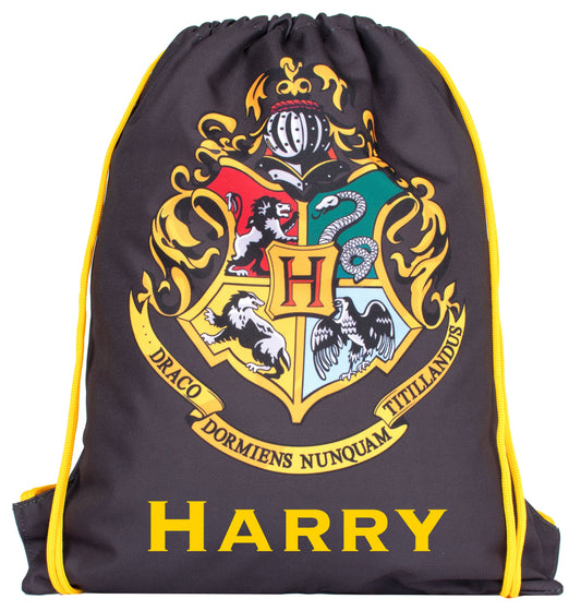 Harry Potter Black Personalized Drawstring Bag for Kids