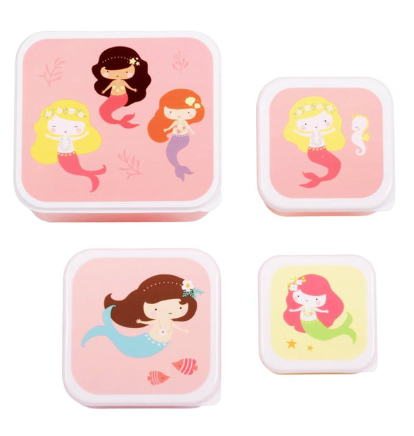 Set van 4 snack- en lunchboxen met zeemeermotief