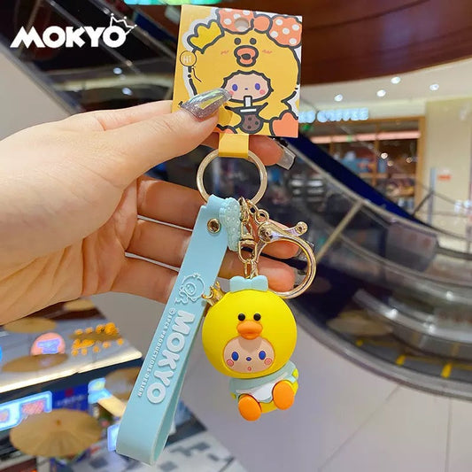 Monkey Duck Girl Keyring