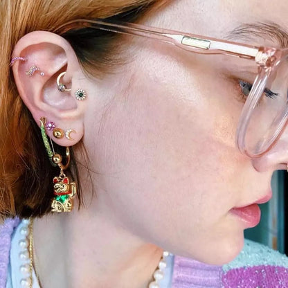 Golden Lucky Cat Earrings