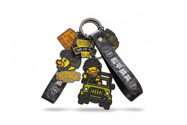 Sleutelhanger met eendje in militaire stijl