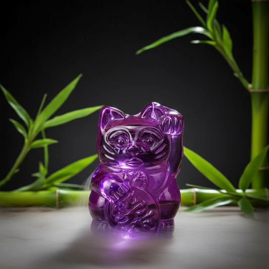 Purple Lucky Cat Statuette