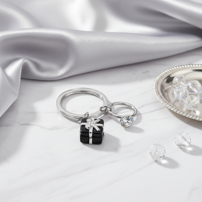 Zwarte verlovingssleutelhanger