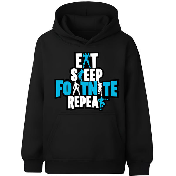 Sweat à capuche gymnastique – Fringoo gaming noir for Boys Cotton Rich Soft Hooded – Eat Fortnite noir