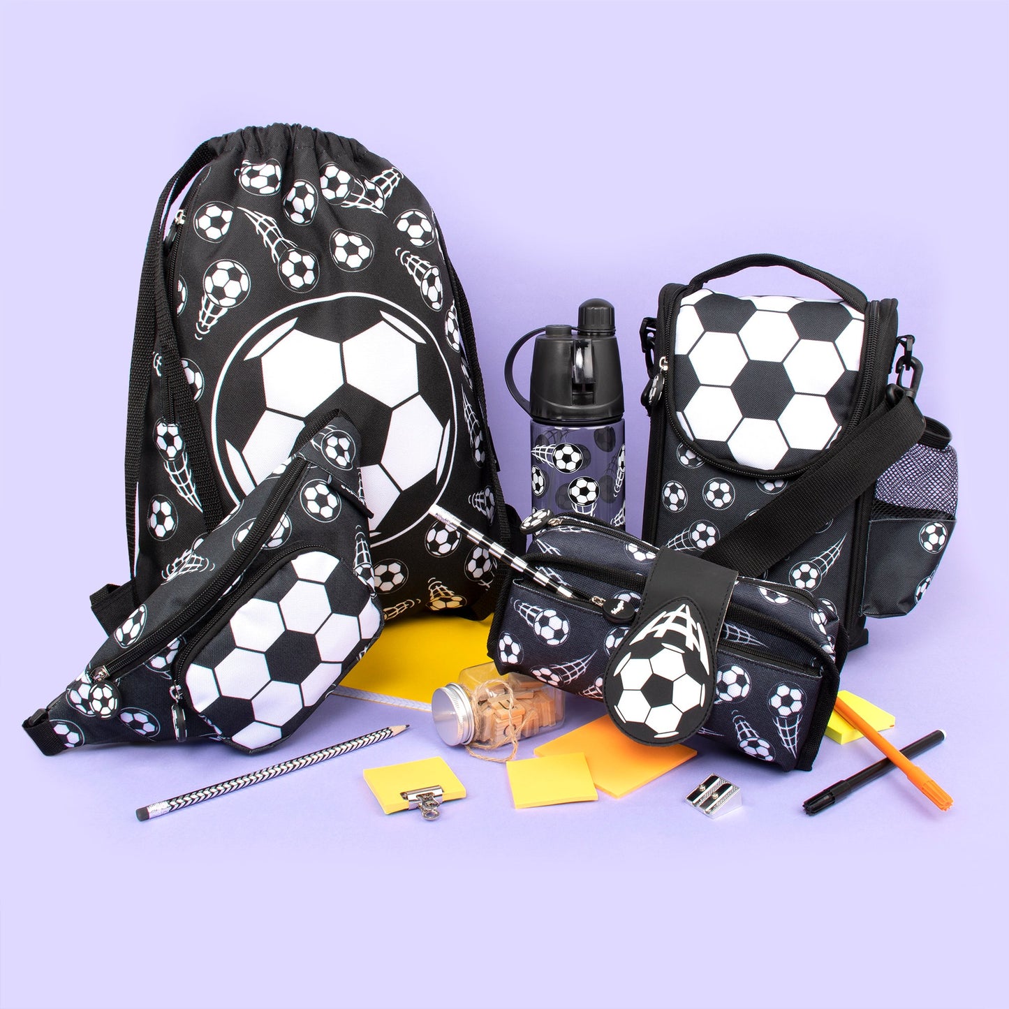 Sac repas avec bandoulière – Strap Lunch Bags – football noir
