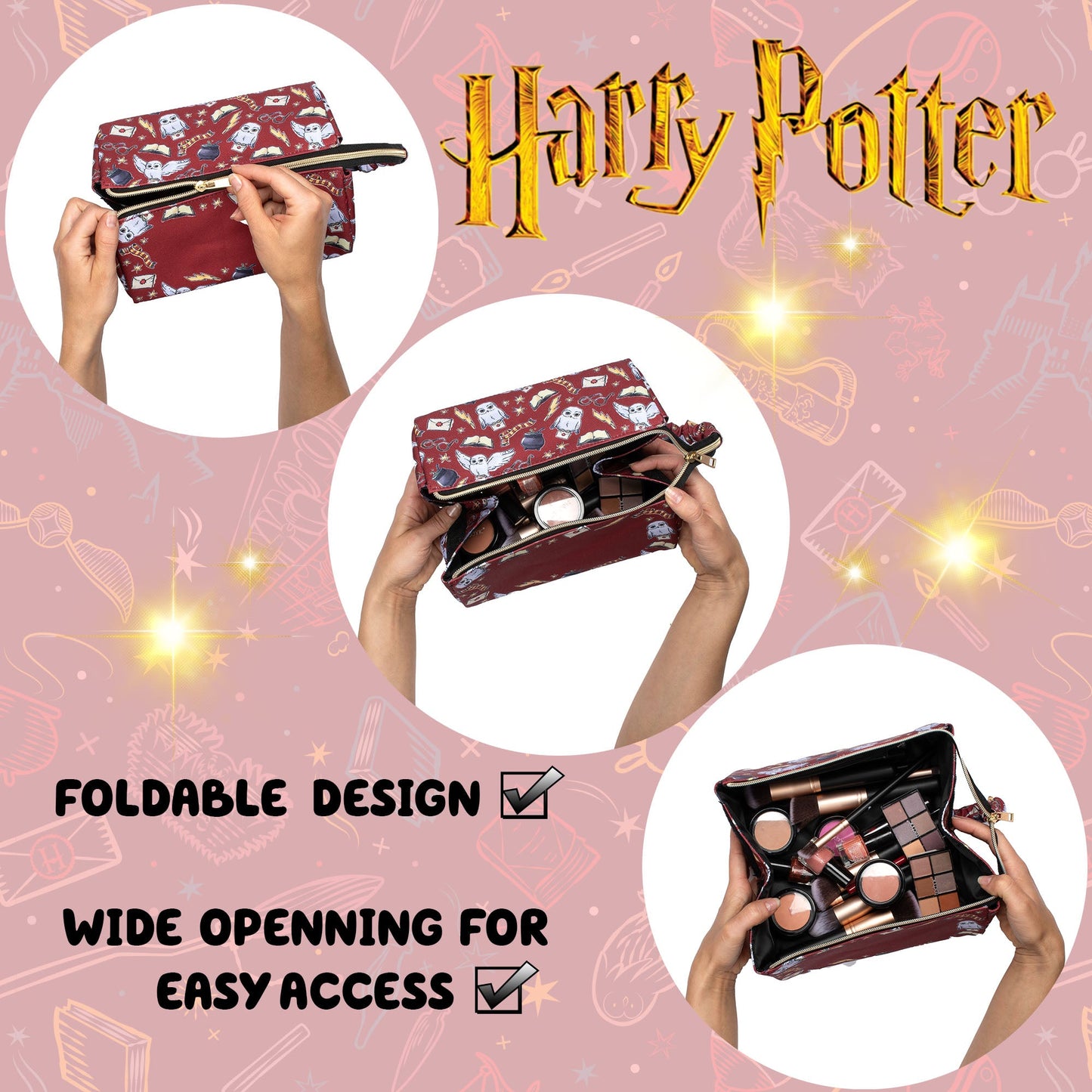 Personalized Harry Potter Make Up Bag - Burgundy
