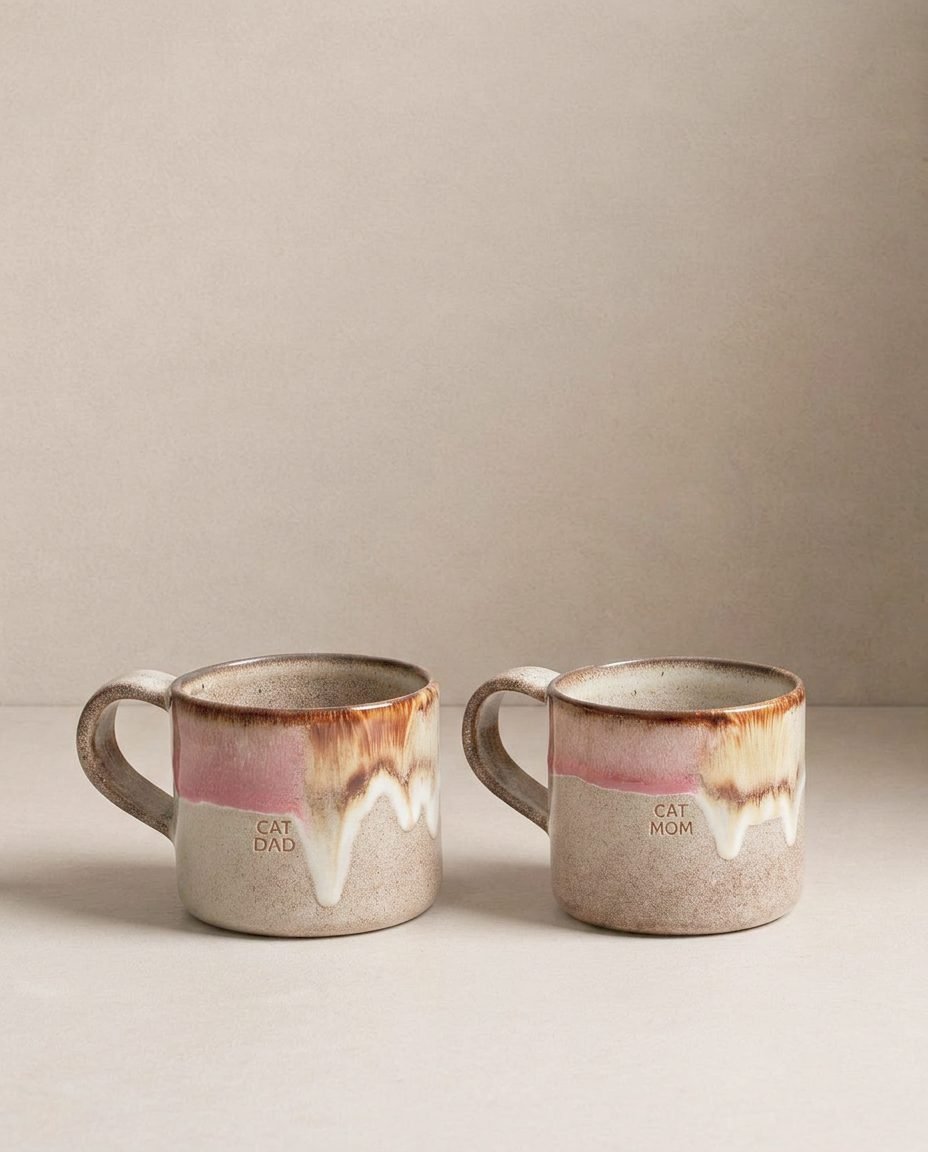 Melting Ice Cream Mug 360 ml Chat Maman & Papa Ensemble 2 Pièces
